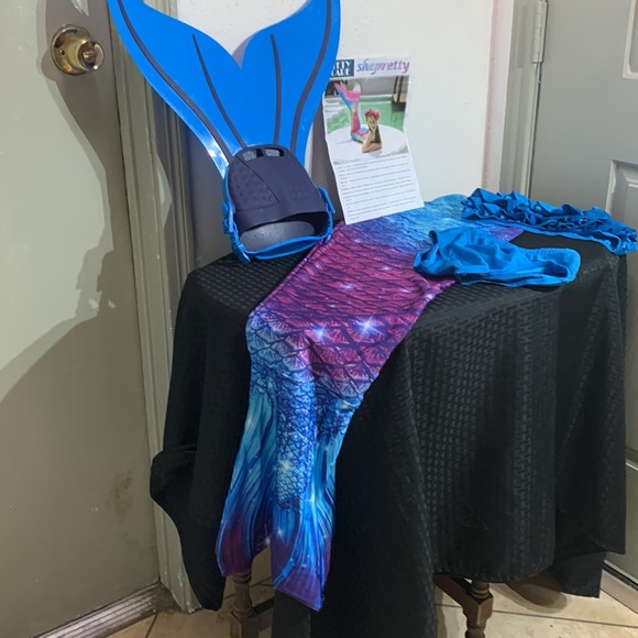 She Pretty Mermaid Tails with Mono Fin Sparkle Mermaid Swimsuit for Kid New - Picture 7 of 8